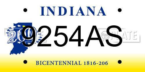9254AS Indiana License Plate