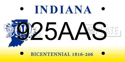 925AAS Indiana License Plate