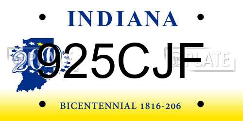 925CJF Indiana License Plate