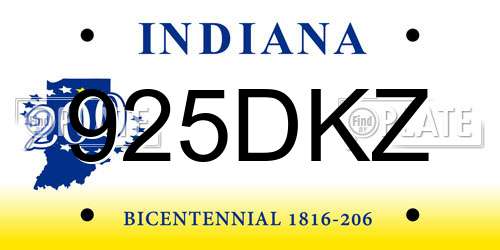 925DKZ Indiana License Plate