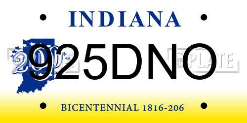 925DNO Indiana License Plate