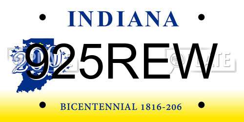 925REW Indiana License Plate