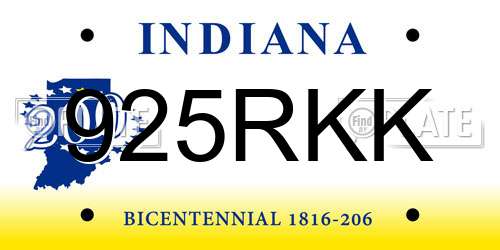 925RKK Indiana License Plate