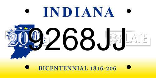 9268JJ Indiana License Plate
