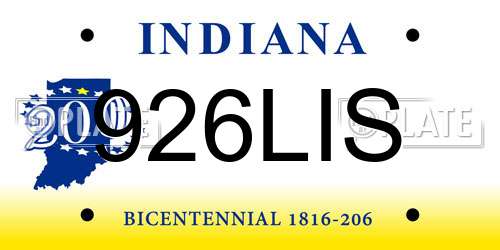 926LIS Indiana License Plate