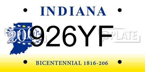 926YF Indiana License Plate
