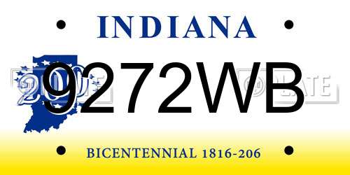 9272WB Indiana License Plate