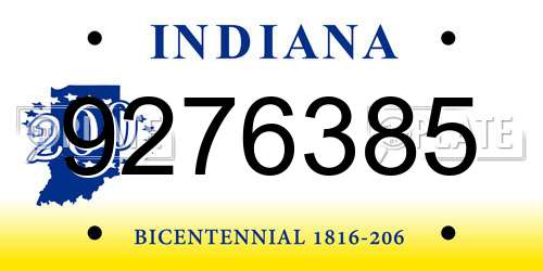 9276385 Indiana License Plate