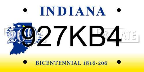927KB4 Indiana License Plate