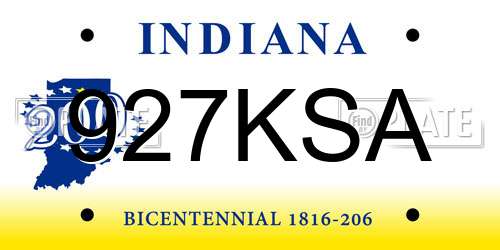927KSA Indiana License Plate