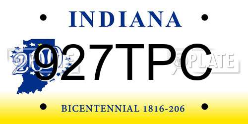 927TPC Indiana License Plate
