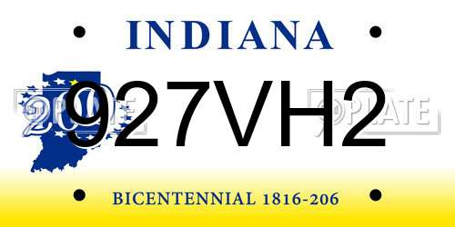 927VH2 Indiana License Plate