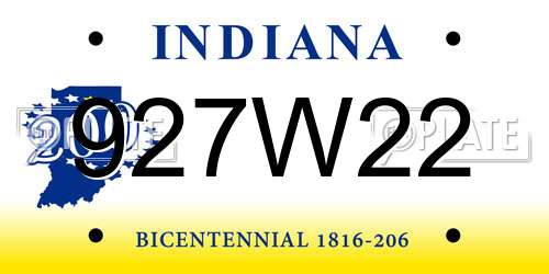 927W22 Indiana License Plate