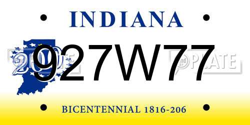 927W77 Indiana License Plate