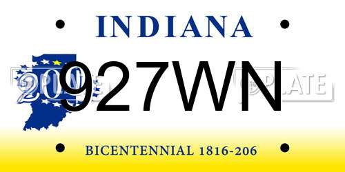 927WN Indiana License Plate