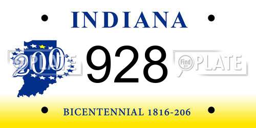 928 Indiana License Plate