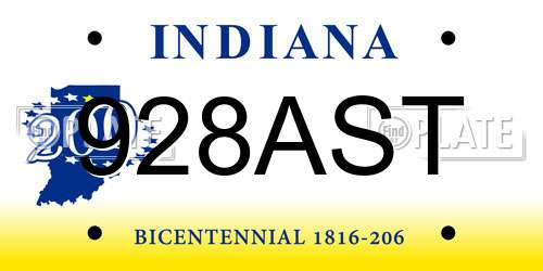 928AST Indiana License Plate
