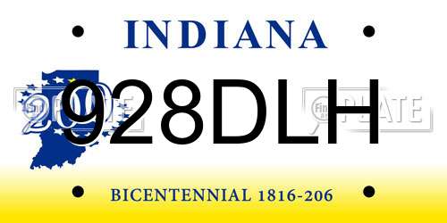 928DLH Indiana License Plate
