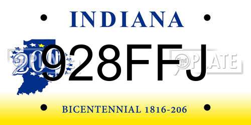 928FFJ Indiana License Plate