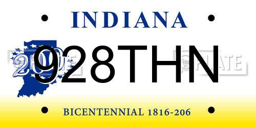 928THN Indiana License Plate