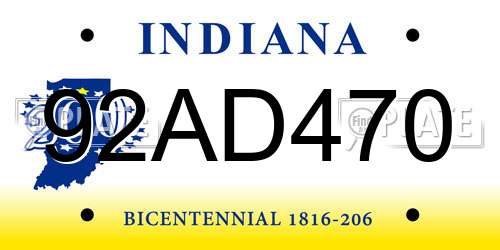 92AD470 Indiana License Plate