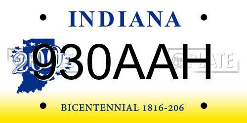 930AAH Indiana License Plate