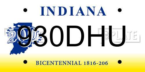 930DHU Indiana License Plate