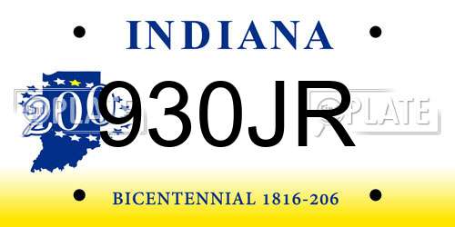 930JR Indiana License Plate
