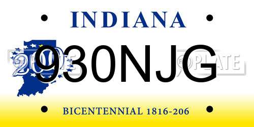 930NJG Indiana License Plate