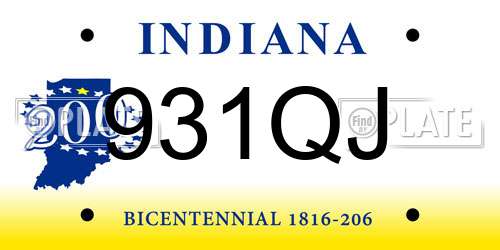 931QJ Indiana License Plate