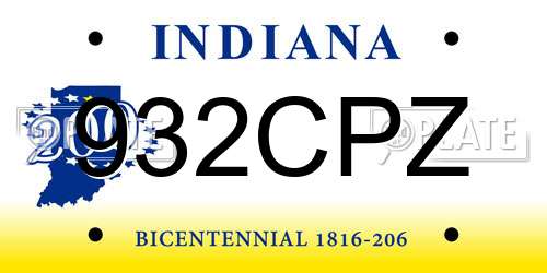 932CPZ Indiana License Plate