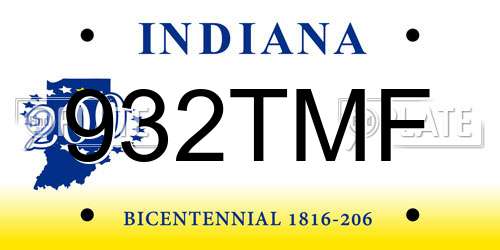 932TMF Indiana License Plate