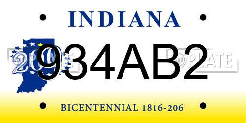 934AB2 Indiana License Plate