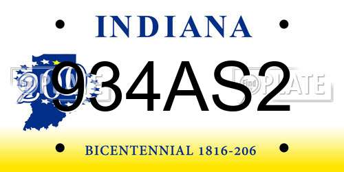 934AS2 Indiana License Plate