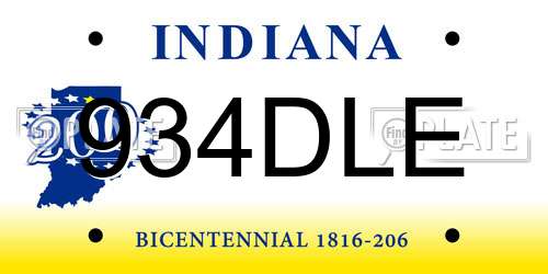934DLE Indiana License Plate