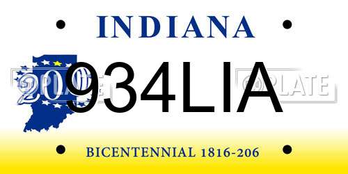 934LIA Indiana License Plate