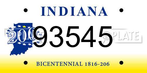 93545 Indiana License Plate