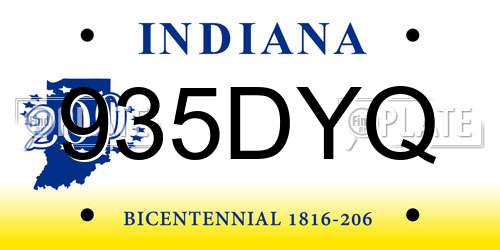 935DYQ Indiana License Plate