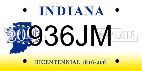 936JM Indiana License Plate