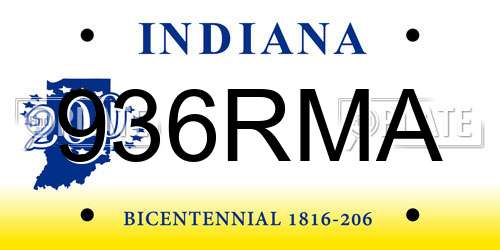 936RMA Indiana License Plate