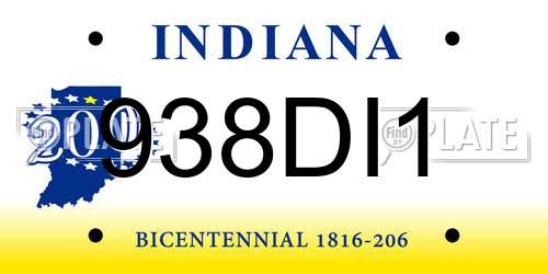 938DI1 Indiana License Plate