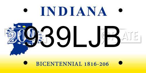 939LJB Indiana License Plate