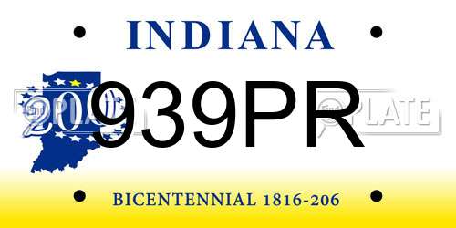 939PR Indiana License Plate