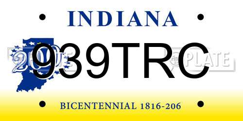 939TRC Indiana License Plate