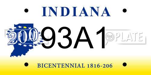 93A1 Indiana License Plate
