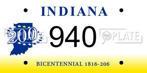 940 Indiana License Plate
