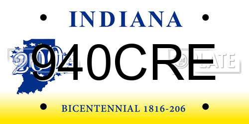 940CRE Indiana License Plate