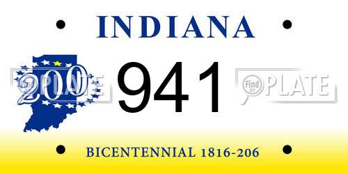 941 Indiana License Plate