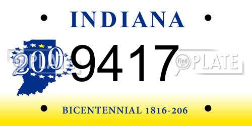 9417 Indiana License Plate