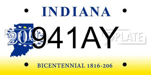 941AY Indiana License Plate